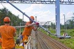 sieć trakcyjna, Toszek Północ, Stare Koźle, montaż sieci trakcyjnej