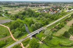 most kolejowy, widok z lotu ptaka, LK27, rzeka Płonka
