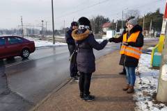 akcja ulotkowa, szlaban na ryzyko, Legionowo, żółta naklejka, ferie zimowe