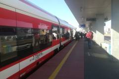 pasażer, peron, stacja, pociąg, LK356, Wągrowiec