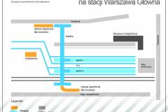 peron, przebudowa, stacja, wiata, ławka, stojak rowerowy, Warszawa Główna, parking