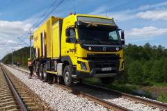 Radzice, nowa sieć trakcyjna, nowy tor, LK22, Wolanów, maszyna dwudrogowa