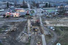 stacja, Łomża, postęp prac, widok z drona